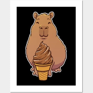 Capybara Chocolate Ice Cream Cone Posters and Art